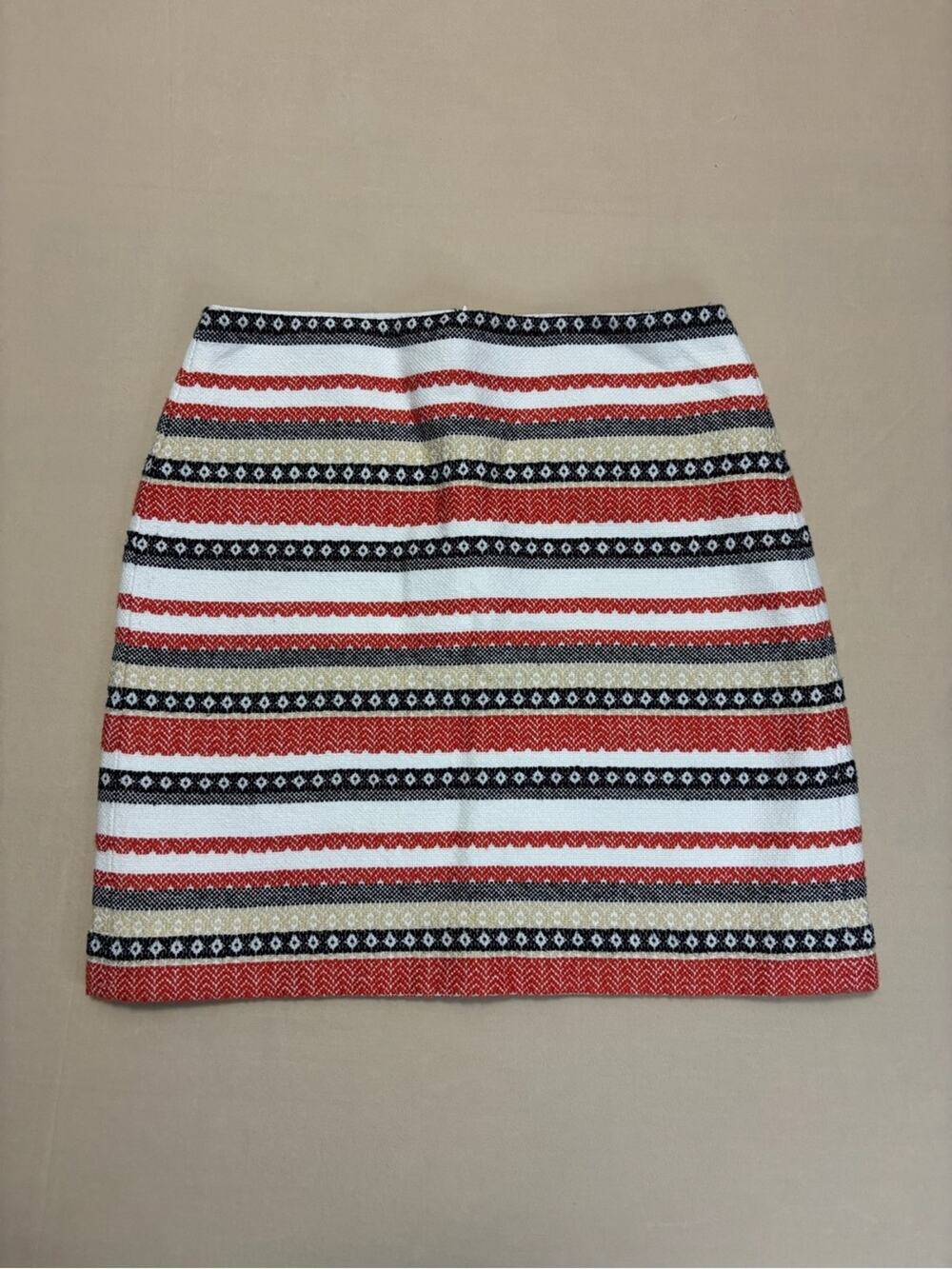 LOFT Textured Woven Striped Mini Skirt in Red, Black & White Size 4 Petite